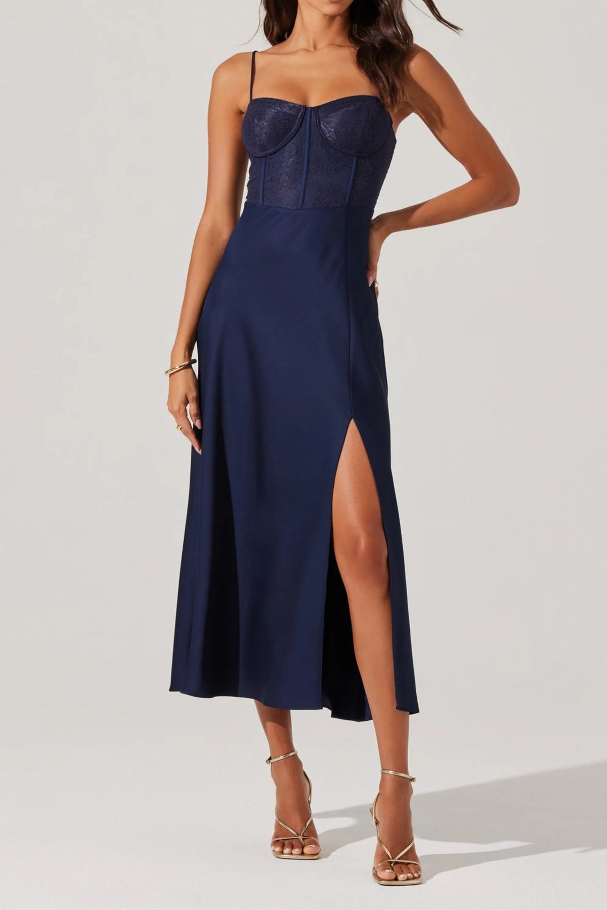 Lace Bustier Midi Dress Flowering Girl