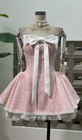 Hitomi Strapless Bow Lace Mini Dress Flowering Girl