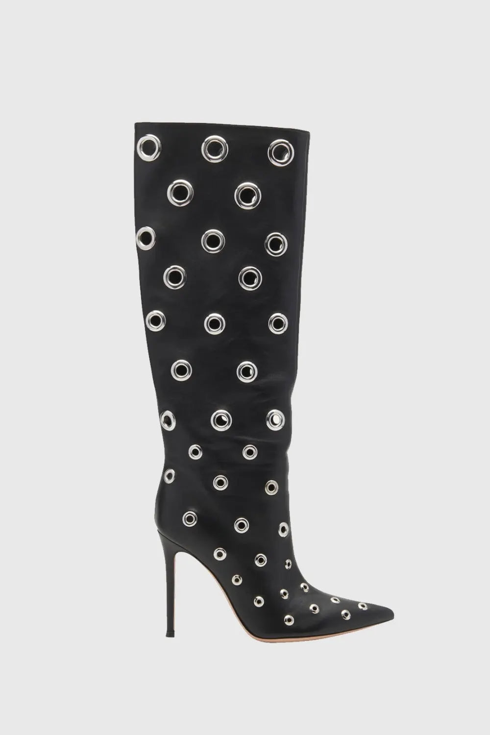 Clara Rivet Cutout Leather Knee-high Boots Flowering Girl