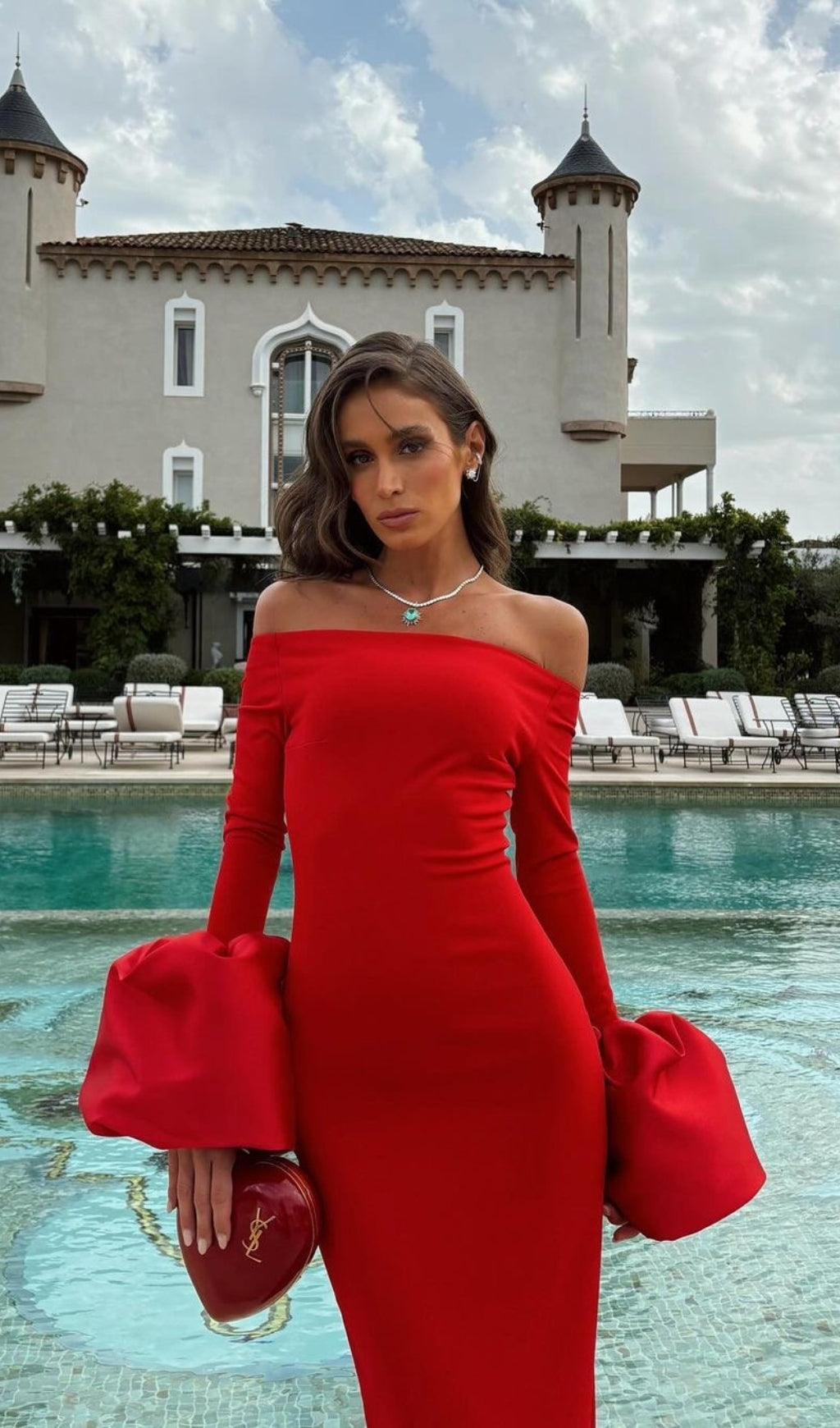 Chelsi Red Long Sleeve Maxi Dress Flowering Girl