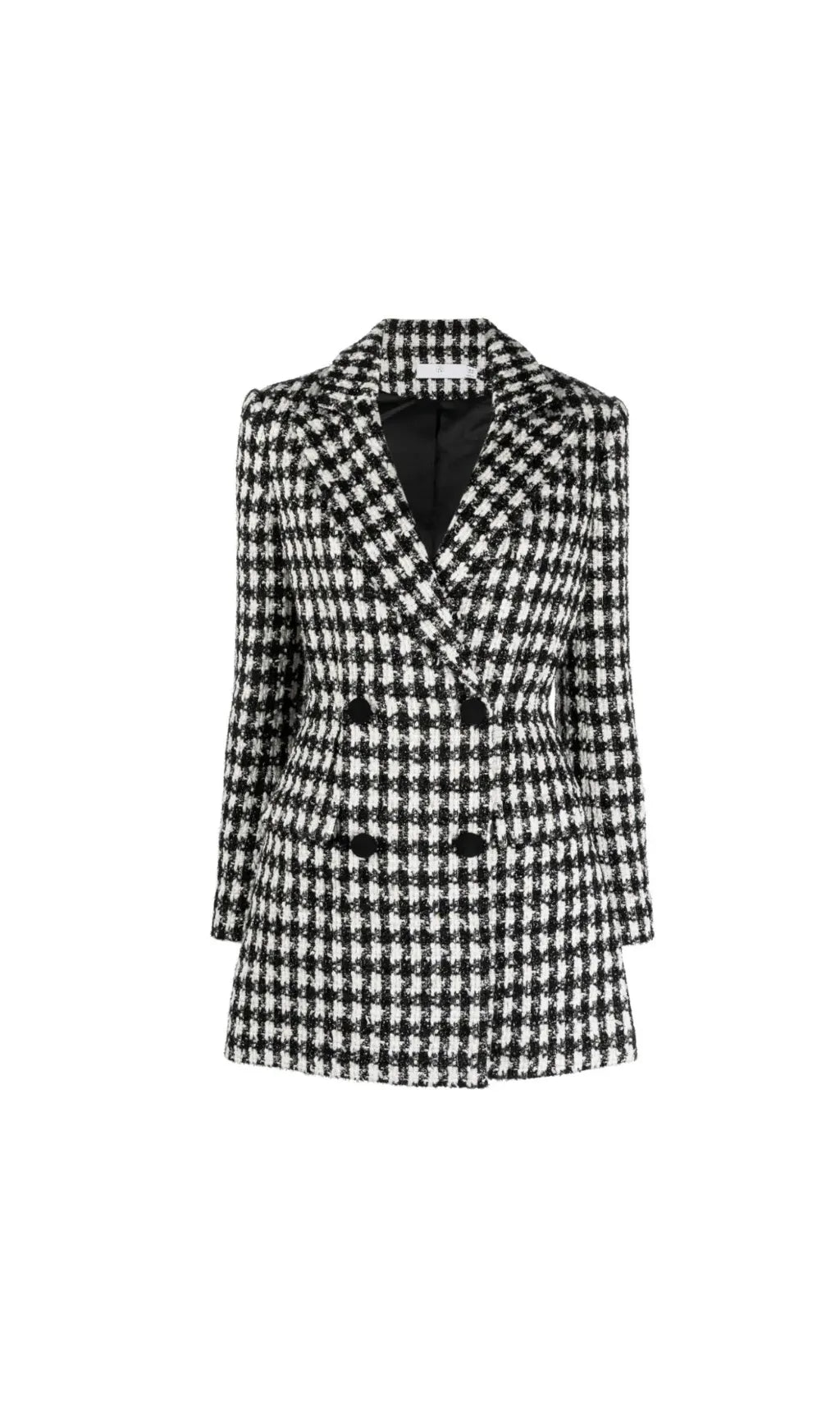 BLACK CHECK BOUCLE TAILORED MINI DRESS Flowering Girl