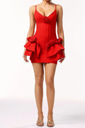 Marcia Sleeveless Sequins Flower Bandage Mini Dress In Red Flowering Girl