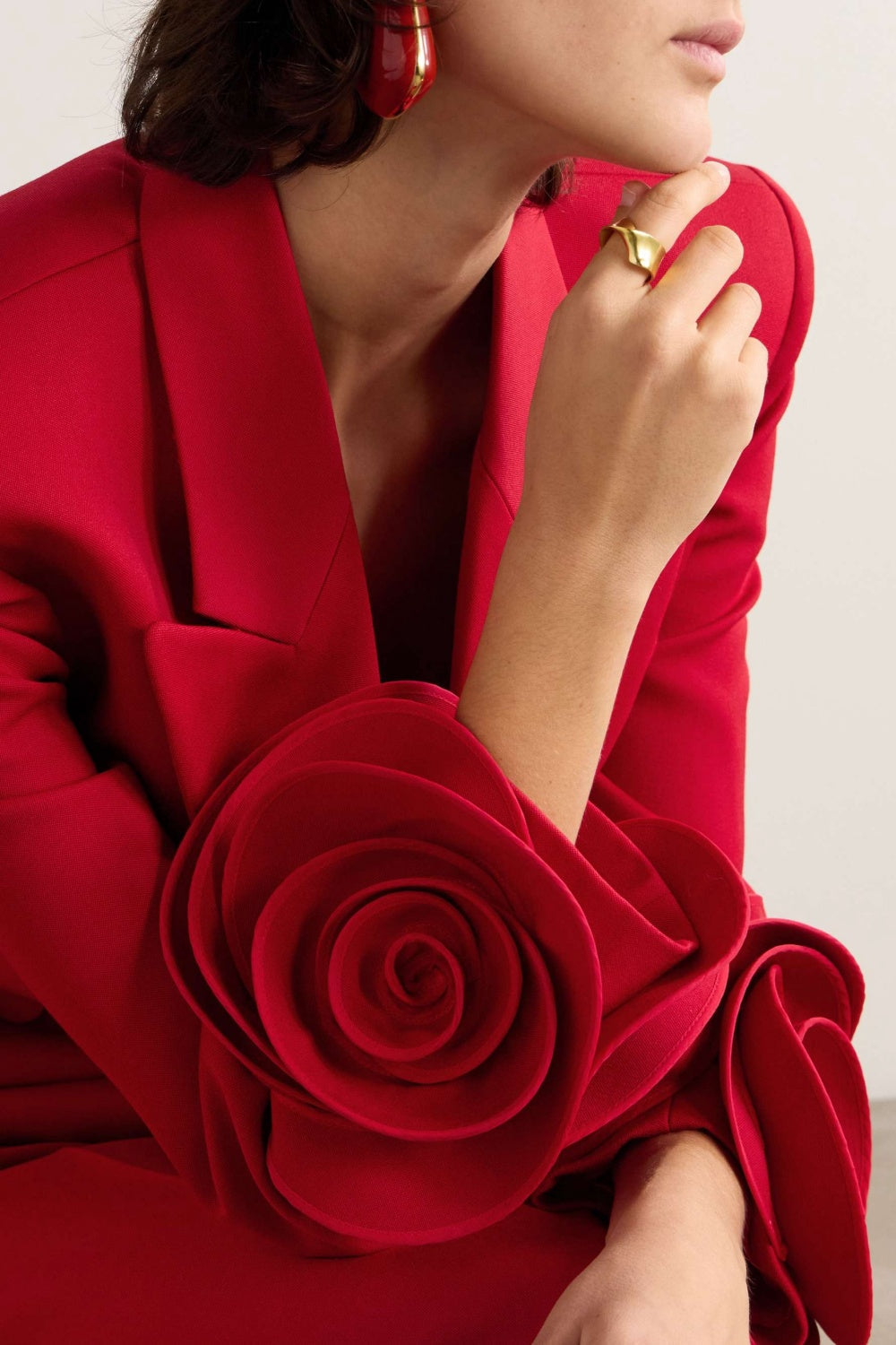 Sophia Rose Appliqué Blazer - Red Flowering Girl