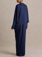 Satin Batwing Sleeve Maxi Kaftan Dress Flowering Girl