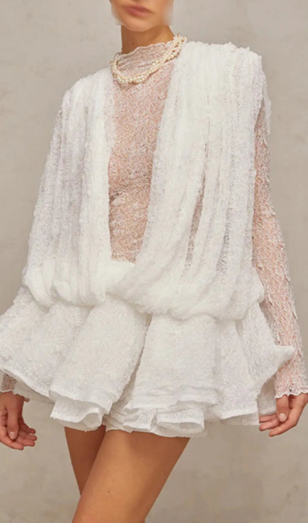 Ebony White Lace Long Sleeve Maxi Dress Flowering Girl