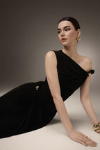 Deline Sheath Gathered Spandex Ankle Length Dress Flowering Girl