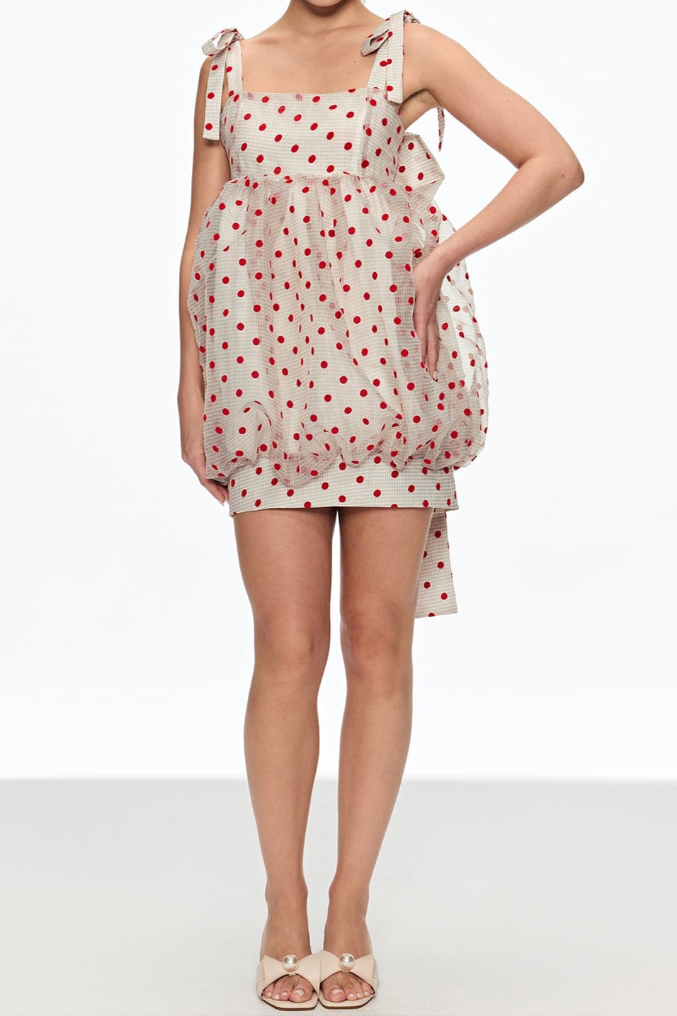 jennifer Dot Grid Bow Mini Dress Flowering Girl