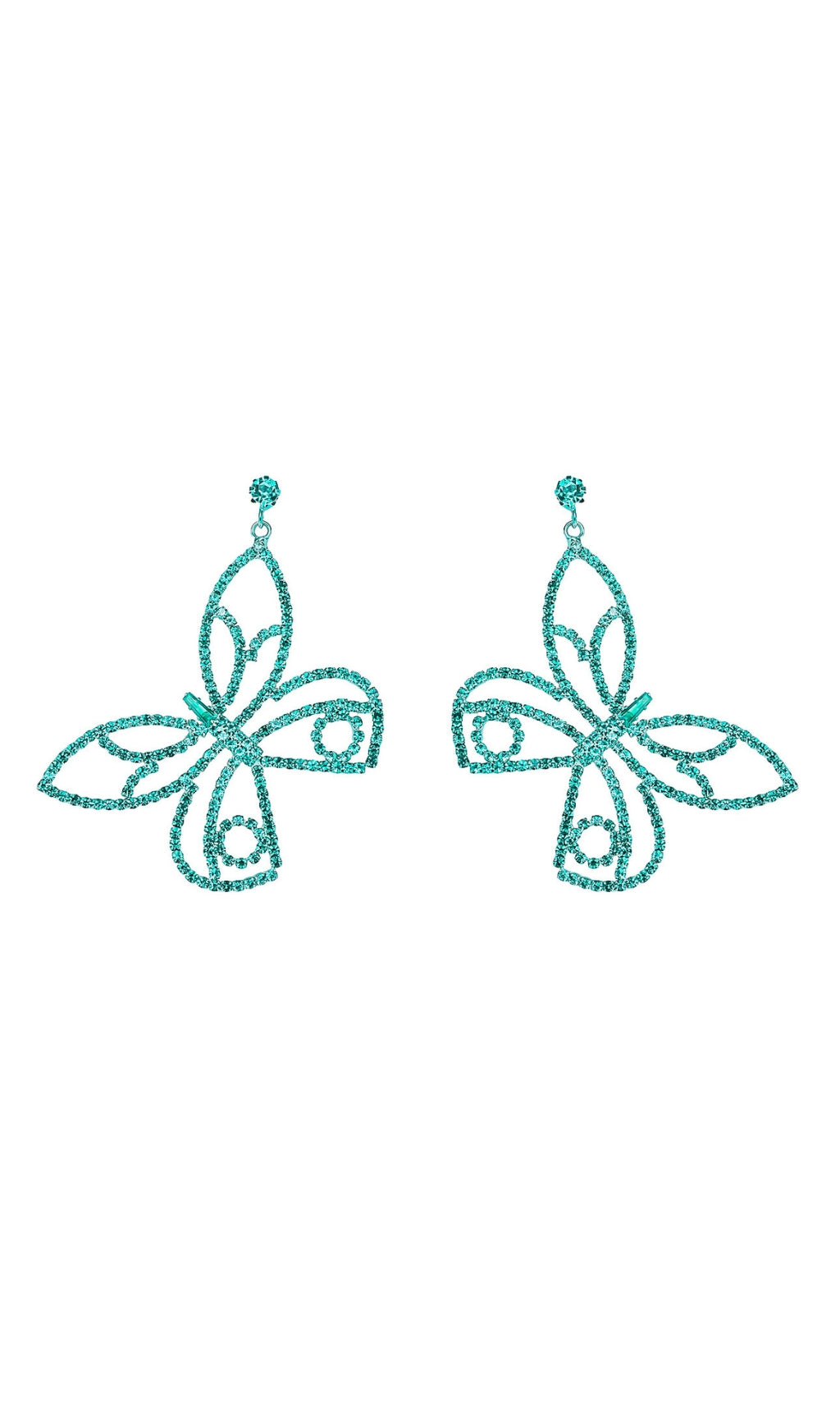 Dougal Blue Rhinestone Butterfly Earrings Flowering Girl