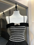 Rhinestone Bow Tweed Top & High-Low Ruffle Tulle Skirt Two-Piece Set Flowering Girl