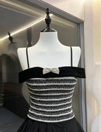 Rhinestone Bow Tweed Top & High-Low Ruffle Tulle Skirt Two-Piece Set Flowering Girl