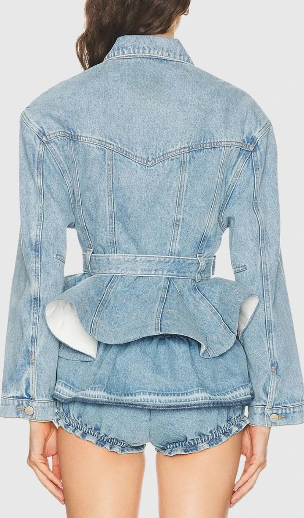 Hitania Ruffle Denim Jacket & Skirt Set Flowering Girl