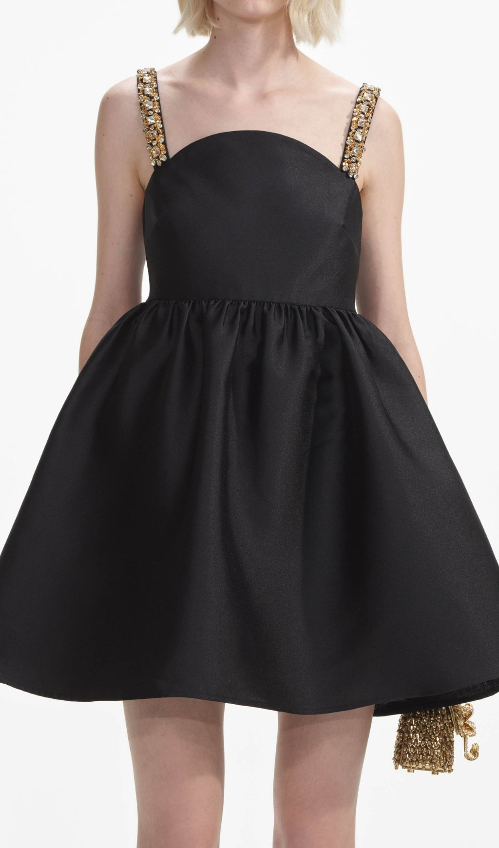 Aulii Black Taffeta Embellished Mini Dress Flowering Girl
