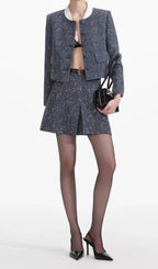 Blue Boucle Jacket Flowering Girl