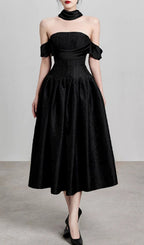 Jela Black Corset Midi Dress Flowering Girl