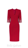 biela v-neck crystal-embellished midi dress in red Flowering Girl