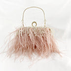 Ana Feather Pearl Chain Clutch Flowering Girl