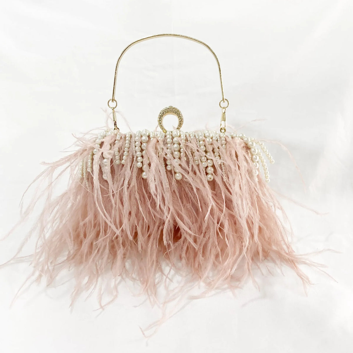 Ana Feather Pearl Chain Clutch Flowering Girl