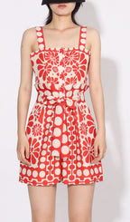 Asatira Red Printed Romper Flowering Girl