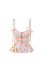 Lethia Pink Printed Corset Top Flowering Girl
