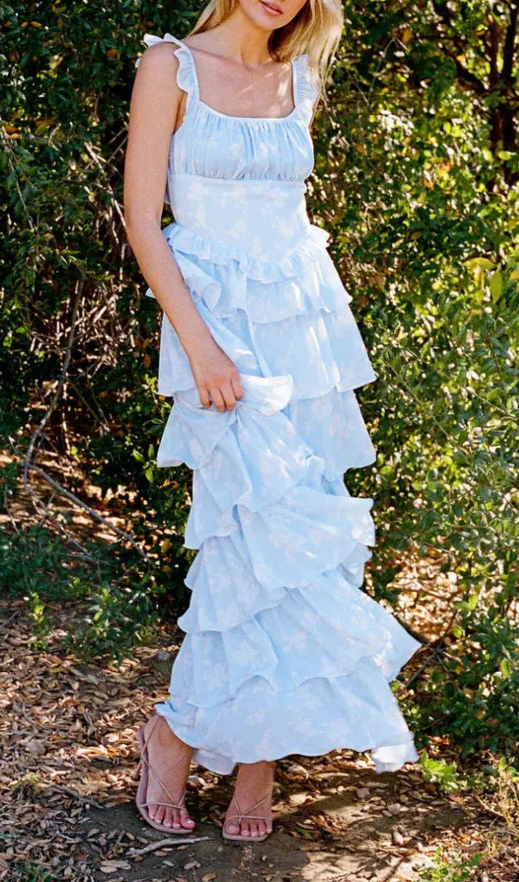 Eulalia Blue Printed Layered Maxi Dress Flowering Girl