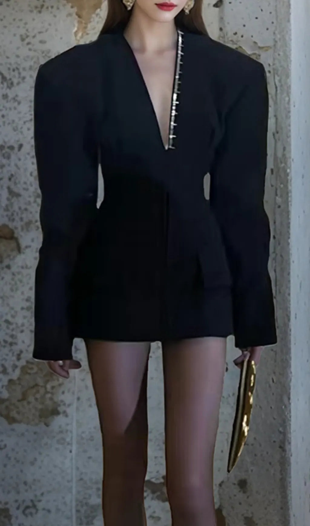 Gyan Black Long Sleeve Mini Blazer Dress Flowering Girl