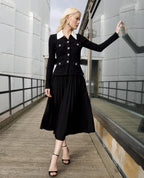 Evangeline Black Tailored Knit Midi Dress Flowering Girl
