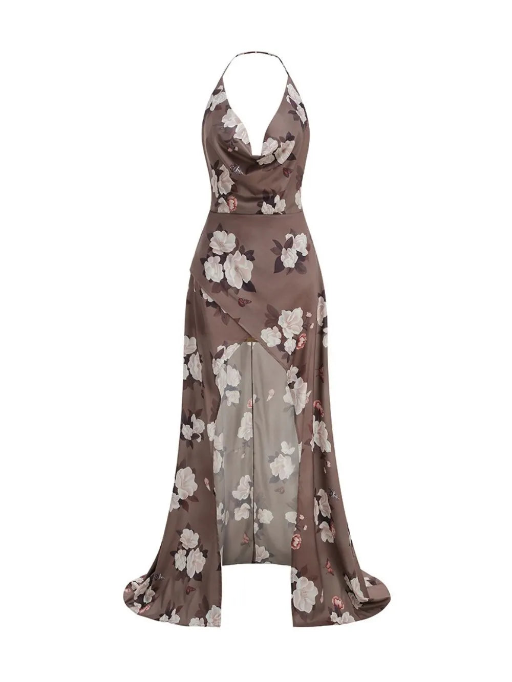 Yavira Cowl Neck Floral Split Maxi Dress Flowering Girl