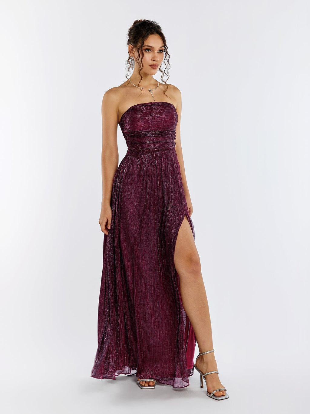 Backless Glitter Tube Maxi Dress Flowering Girl