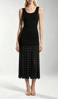 Kilikina Black Sleeveless Diamante Knit Midi Dress Flowering Girl