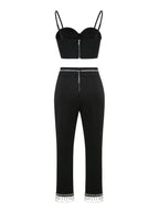 Makbule Black Diamante Two-Piece Set Flowering Girl