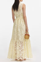 Ingrid Yellow Lace Maxi Dress Flowering Girl