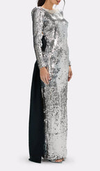 Jenesis Silver Sequin Bow Backless Maxi Dress Flowering Girl
