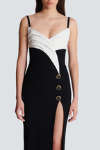 Bruna Two-Tone Split Maxi Bandage Dress Flowering Girl