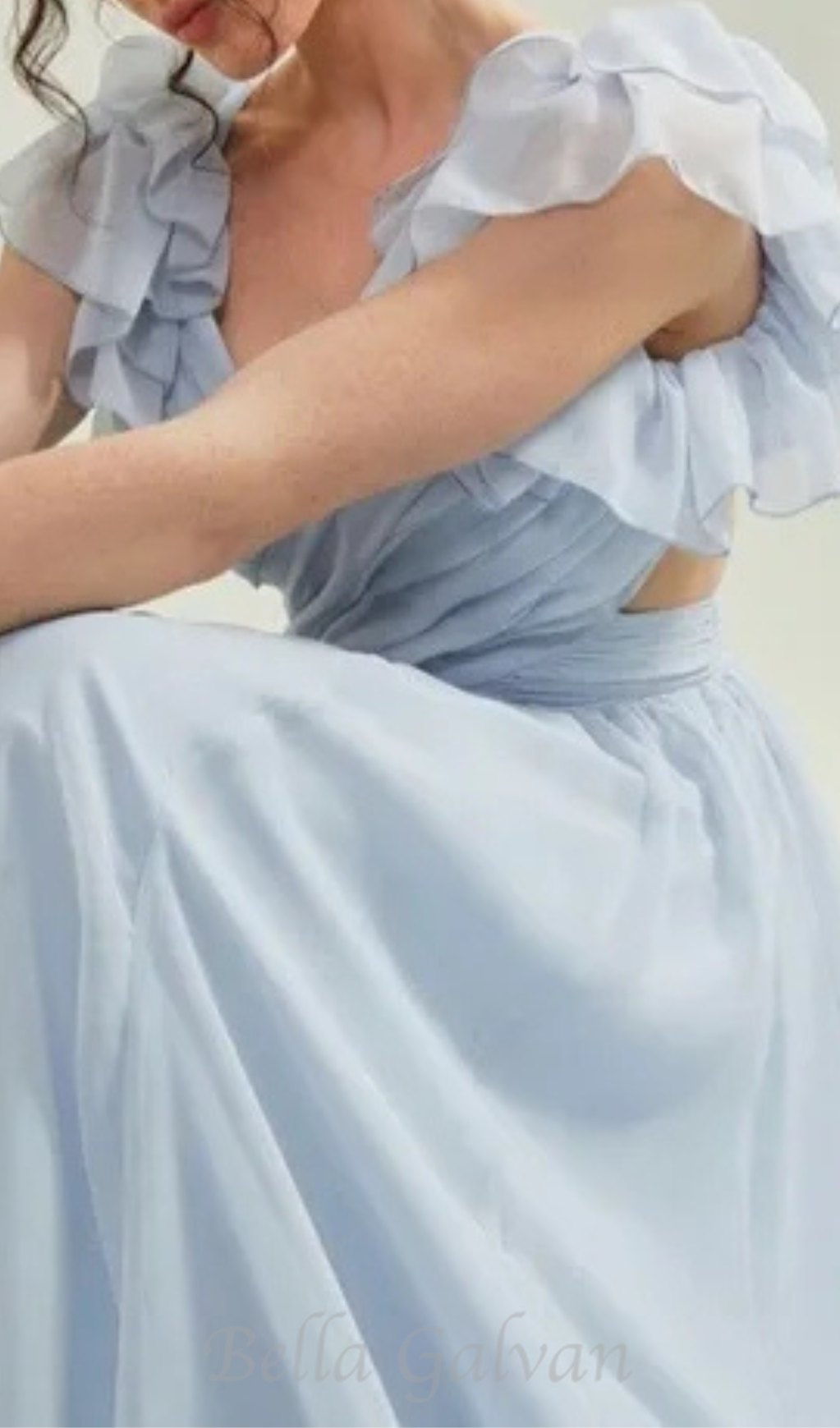 vanessa ruffle sleeves maxi dress in blue Flowering Girl