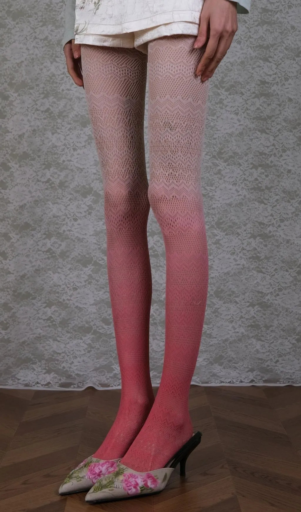 Pink Gradient Tights Flowering Girl