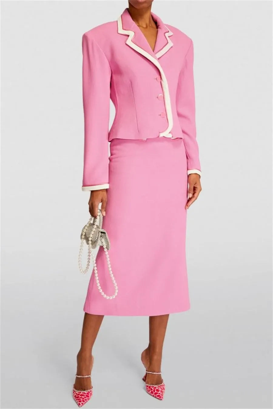 Erika Contrast-Trim Jacket Two Piece Set Flowering Girl