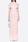Megan Ruched Knit Patchwork Maxi Dress In Pink Flowering Girl