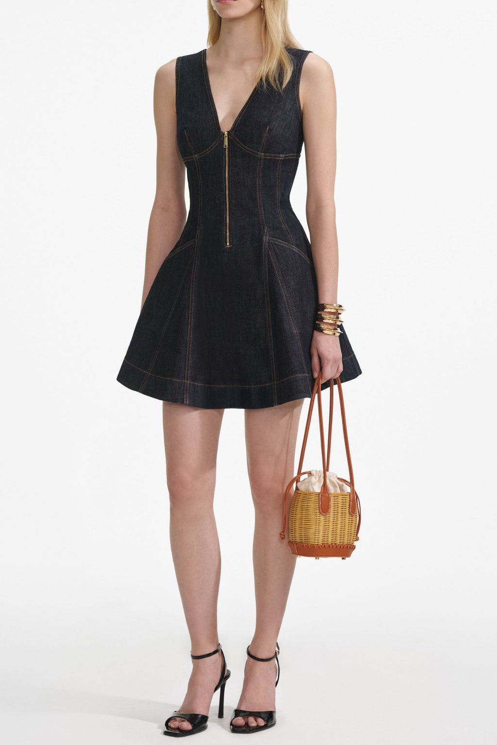 Elizabeth Indigo Denim Mini Dress Flowering Girl
