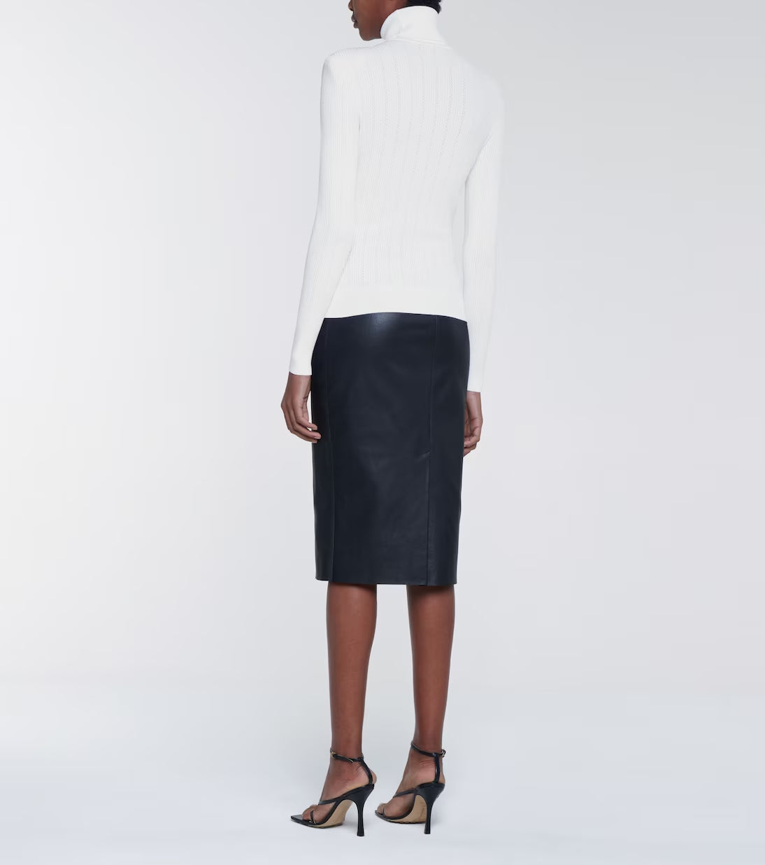 WHITE RIBBED ROLL-NECK SWEATER Flowering Girl