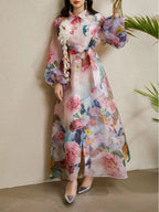 Maru Pink Printed Maxi Dress Flowering Girl