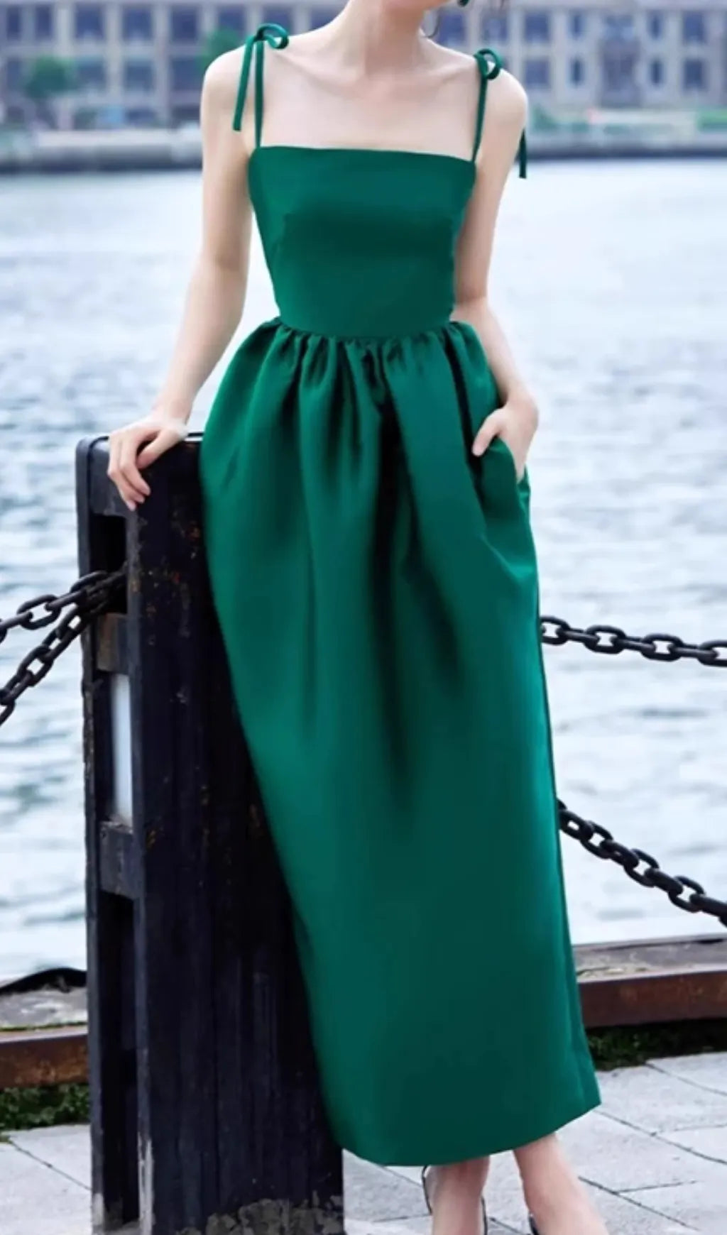 Dotty Green Midi Dress Flowering Girl