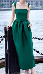 Dotty Green Midi Dress Flowering Girl