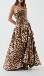 Hestia Strapless Leopard Maxi Dress Flowering Girl