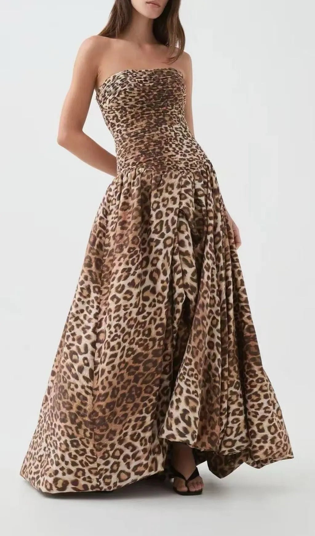 Hestia Strapless Leopard Maxi Dress Flowering Girl