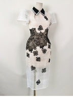 Poker Patterns Embellished Midi Dress In White Flowering Girl