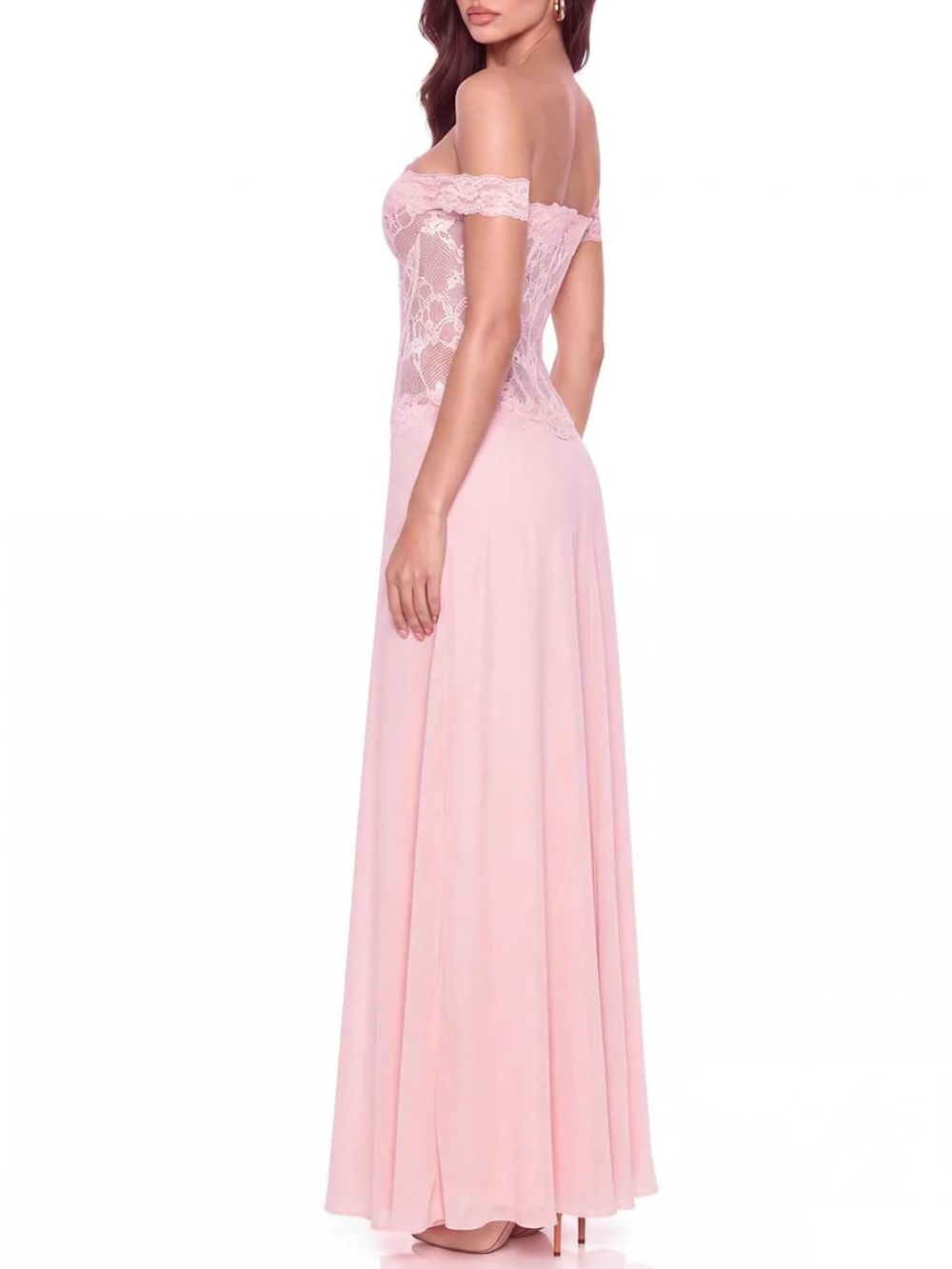 Evarik Off Shoulder Lace Maxi Dress Flowering Girl