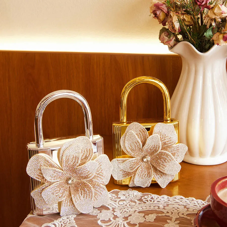 Khori Silver Flower Diamante Bag Flowering Girl