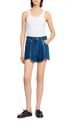 Rhinestone Denim Shorts Flowering Girl