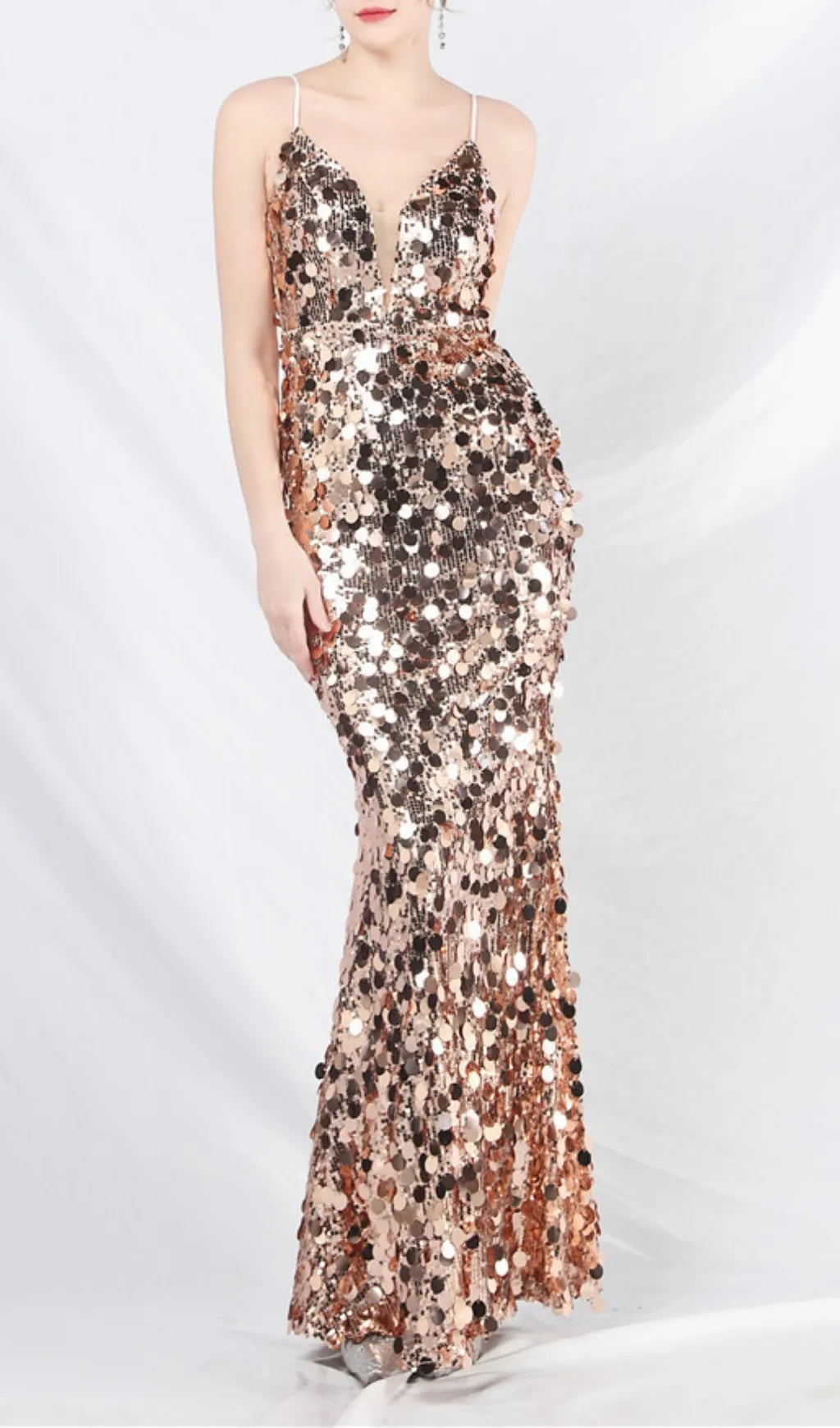 Chole Champagne Strappy Sequin Maxi Dress Flowering Girl