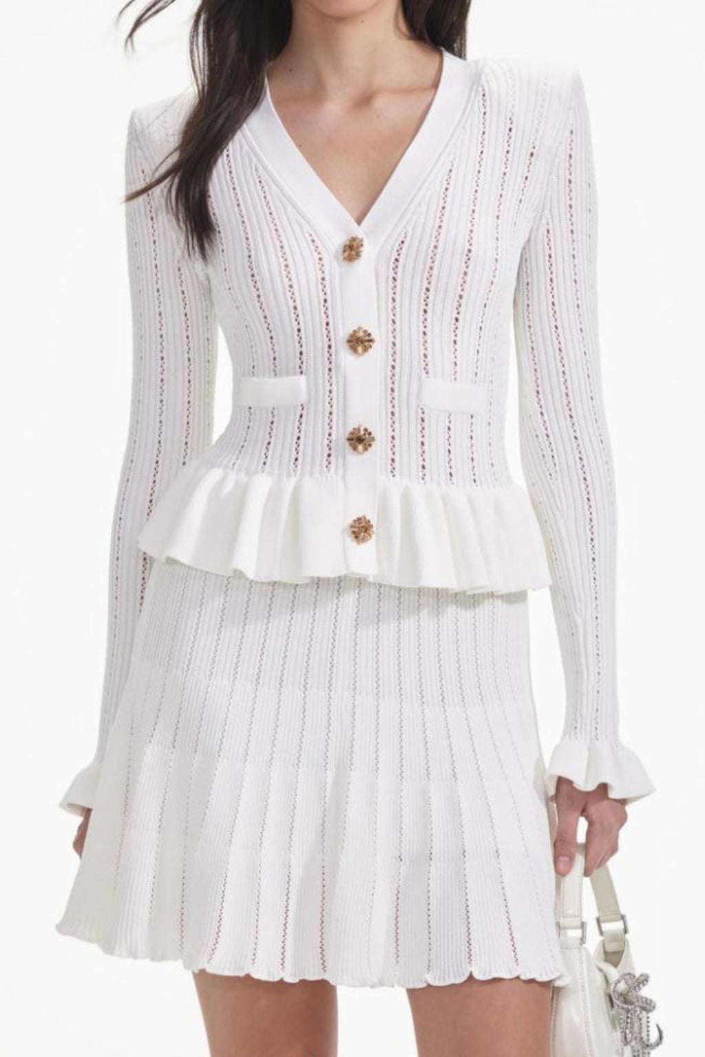 White Knit Peplum Mini Dress Flowering Girl